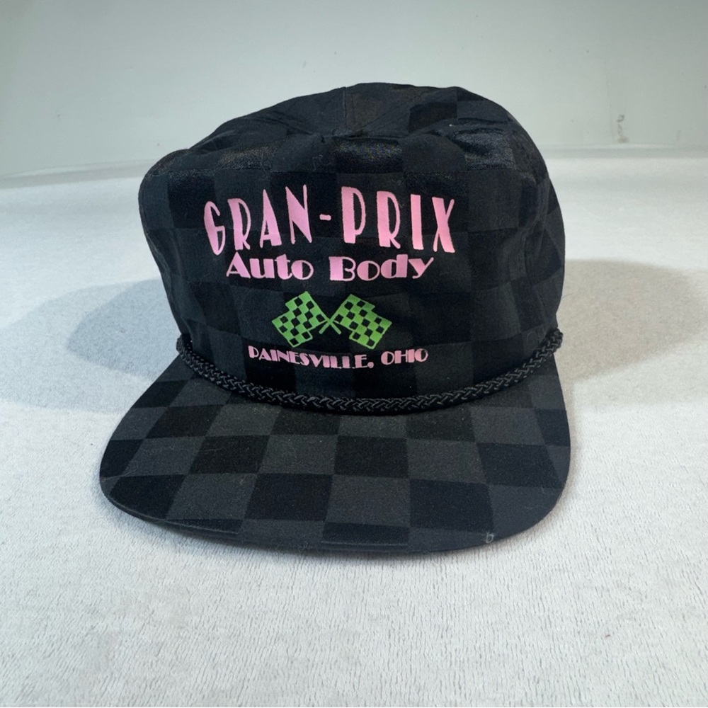 Vintage 80's Neon Gran-Prix Auto Body Hat Painesville Ohio